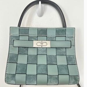 Tory Burch Lee Radziwill Woven Petite Double Bag Crossbody